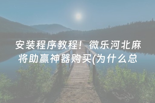 安装程序教程！微乐河北麻将助赢神器购买(为什么总是输)