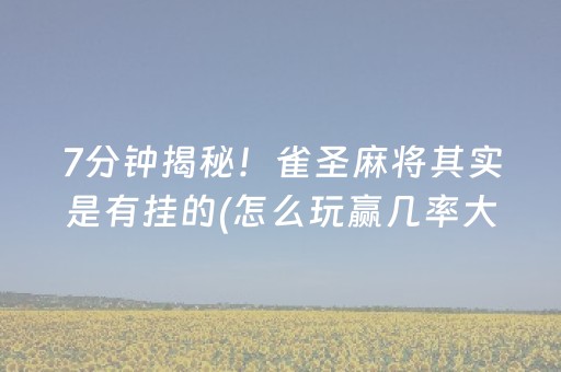 7分钟揭秘！雀圣麻将其实是有挂的(怎么玩赢几率大)