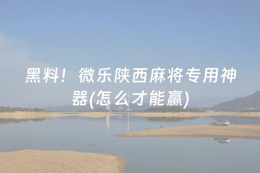 黑料！微乐陕西麻将专用神器(怎么才能赢)