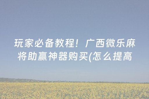玩家实测“微乐麻将外挂（助赢神器通用版）