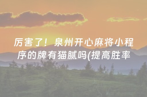 厉害了！泉州开心麻将小程序的牌有猫腻吗(提高胜率办法)