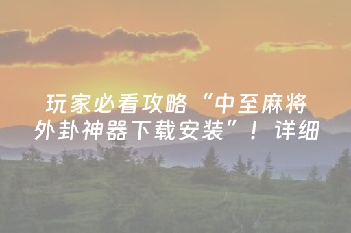 教程辅助“雀神微信小程序免费辅助器（助赢神器通用版）