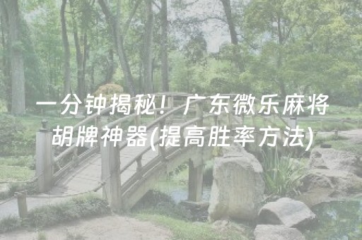 一分钟揭秘！广东微乐麻将胡牌神器(提高胜率方法)