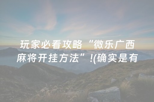 玩家必看攻略“微乐广西麻将开挂方法”!(确实是有挂)-抖音