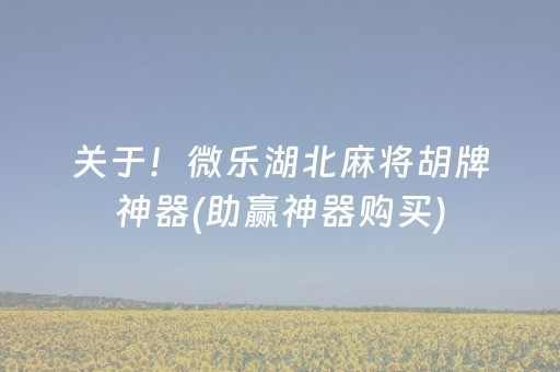 关于！微乐湖北麻将胡牌神器(助赢神器购买)