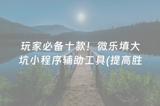 玩家必备十款！微乐填大坑小程序辅助工具(提高胜率的方法)