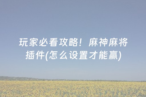 玩家必看攻略！麻神麻将插件(怎么设置才能赢)