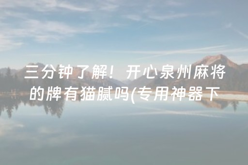 三分钟了解！开心泉州麻将的牌有猫腻吗(专用神器下载)