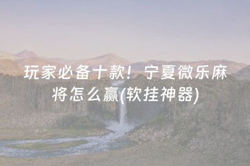 玩家必备十款！宁夏微乐麻将怎么赢(软挂神器)