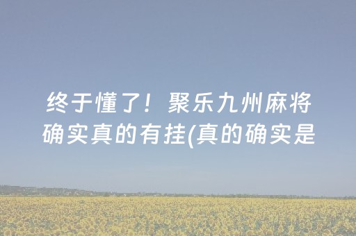 终于懂了！聚乐九州麻将确实真的有挂(真的确实是有挂)