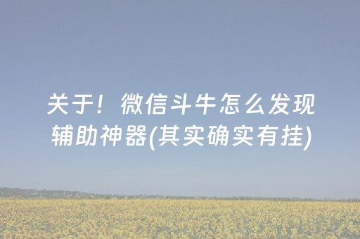 关于！微信斗牛怎么发现辅助神器(其实确实有挂)