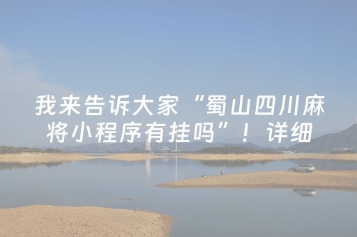 我来告诉大家“蜀山四川麻将小程序有挂吗”！详细开挂教程（确实真的有挂)-抖音