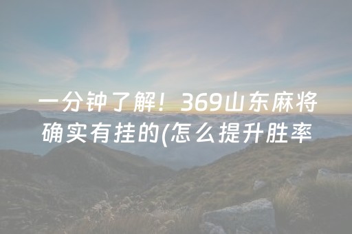 一分钟了解！369山东麻将确实有挂的(怎么提升胜率)