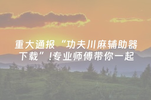 重大通报“功夫川麻辅助器下载”!专业师傅带你一起了解（详细教程）-抖音