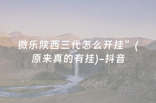 微乐陕西三代怎么开挂”(原来真的有挂)-抖音