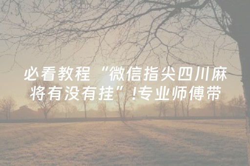 必看教程“微信指尖四川麻将有没有挂”!专业师傅带你一起了解（详细教程）-抖音