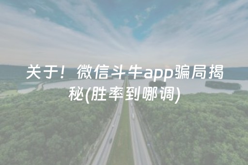 关于！微信斗牛app骗局揭秘(胜率到哪调)