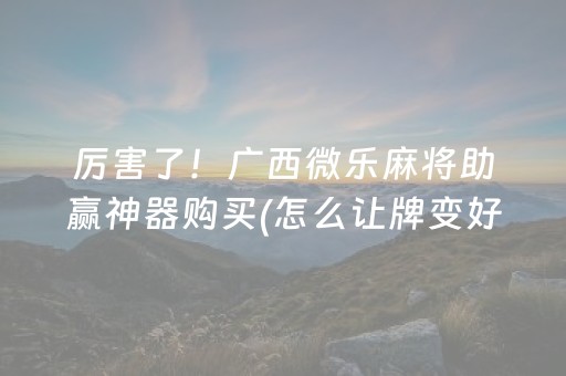 厉害了！广西微乐麻将助赢神器购买(怎么让牌变好)