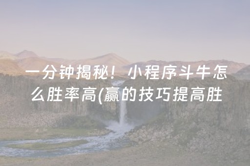 一分钟揭秘！小程序斗牛怎么胜率高(赢的技巧提高胜率)