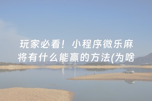 玩家必看！小程序微乐麻将有什么能赢的方法(为啥总是输)