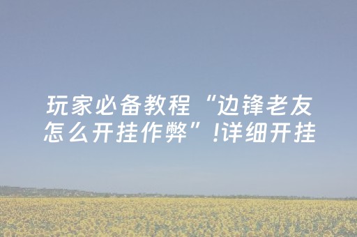 玩家必备教程“边锋老友怎么开挂作弊”!详细开挂教程-抖音