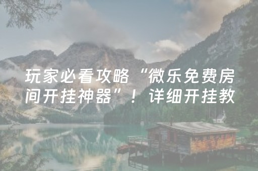 玩家必看攻略“微乐免费房间开挂神器”！详细开挂教程（确实真的有挂)-抖音