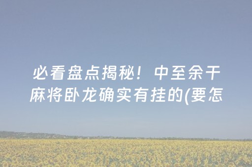 必看盘点揭秘！中至余干麻将卧龙确实有挂的(要怎么样拿到好牌)