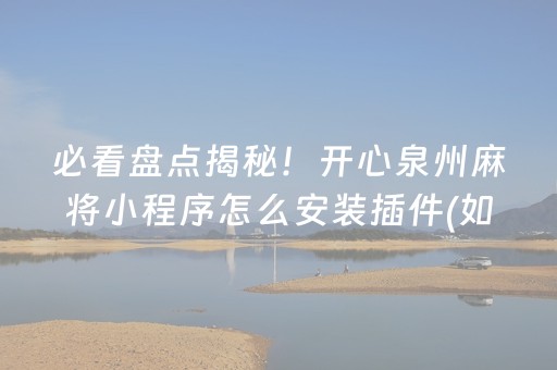 必看盘点揭秘！开心泉州麻将小程序怎么安装插件(如何能得到好牌)