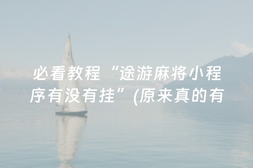 必看教程“途游麻将小程序有没有挂”(原来真的有挂)-抖音
