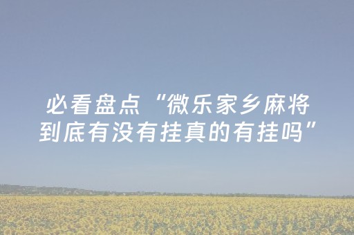 必看盘点“微乐家乡麻将到底有没有挂真的有挂吗”！详细开挂教程（确实真的有挂)-抖音