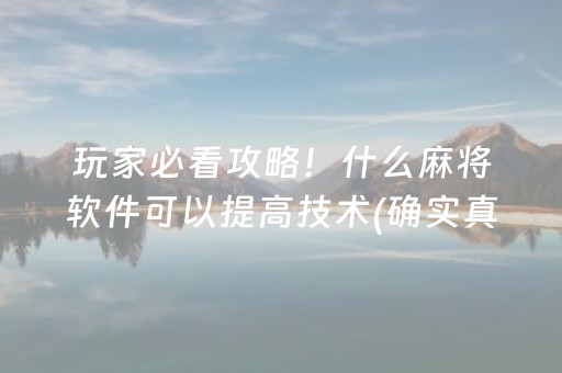 玩家必看攻略！什么麻将软件可以提高技术(确实真的有挂)