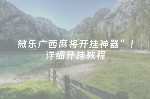 微乐广西麻将开挂神器”！详细开挂教程（确实真的有挂)-抖音