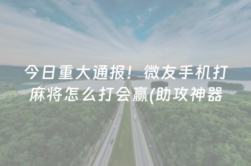今日重大通报！微友手机打麻将怎么打会赢(助攻神器怎么才会赢)