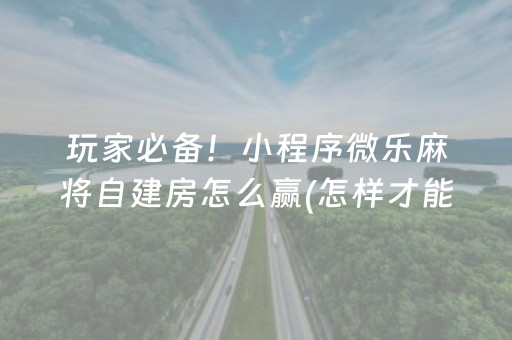 玩家必备！小程序微乐麻将自建房怎么赢(怎样才能赢)