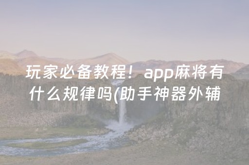 玩家必备教程！app麻将有什么规律吗(助手神器外辅工具)