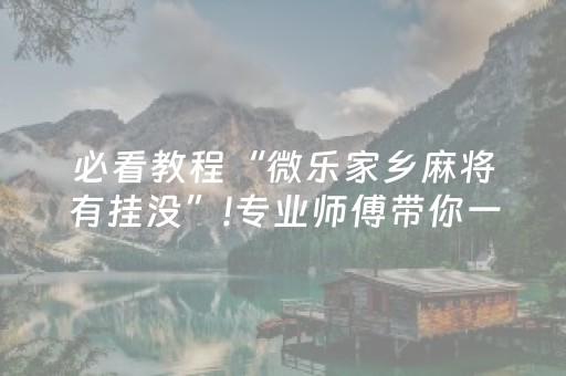 必看教程“微乐家乡麻将有挂没”!专业师傅带你一起了解（详细教程）-抖音