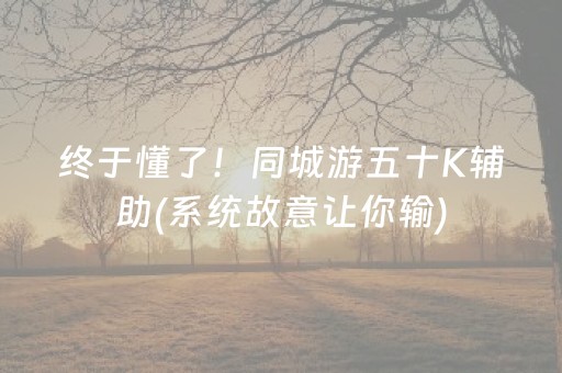 终于懂了！同城游五十K辅助(系统故意让你输)