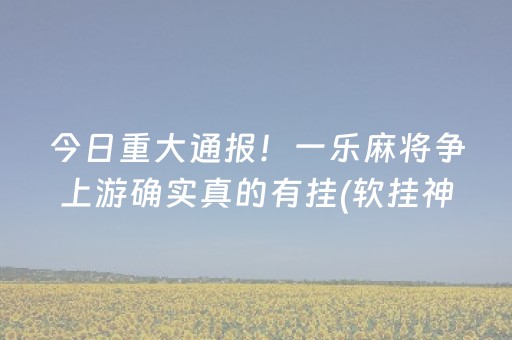 今日重大通报！一乐麻将争上游确实真的有挂(软挂神器)