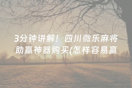 3分钟讲解！四川微乐麻将助赢神器购买(怎样容易赢)