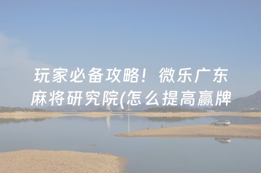 玩家必备攻略！微乐广东麻将研究院(怎么提高赢牌率)