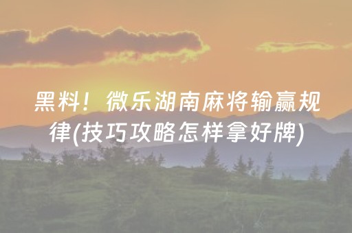 安装教程“微乐河南麻将助赢神器”（自建房怎么拿好牌)