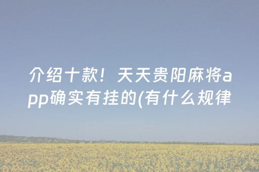 介绍十款！天天贵阳麻将app确实有挂的(有什么规律吗)
