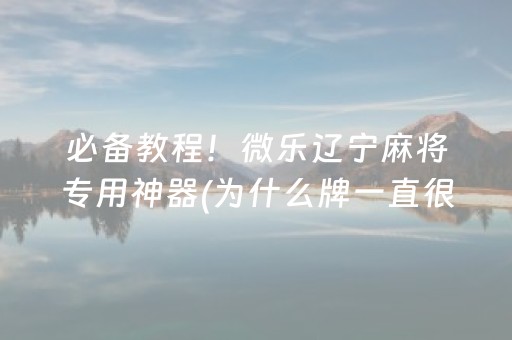 必备教程！微乐辽宁麻将专用神器(为什么牌一直很差)
