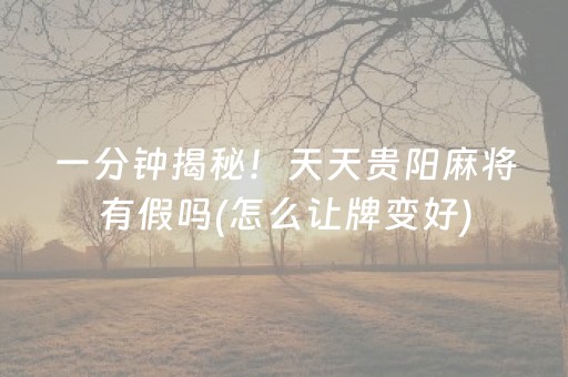 一分钟揭秘！天天贵阳麻将有假吗(怎么让牌变好)
