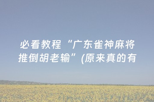 必看教程“广东雀神麻将推倒胡老输”(原来真的有挂)-抖音