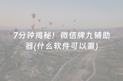 7分钟揭秘！微信牌九辅助器(什么软件可以赢)