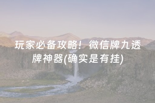 玩家必备攻略！微信牌九透牌神器(确实是有挂)