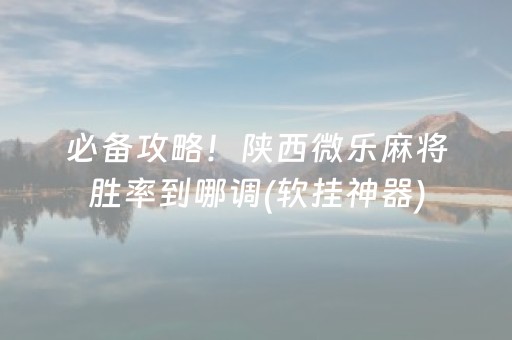 必备攻略！陕西微乐麻将胜率到哪调(软挂神器)