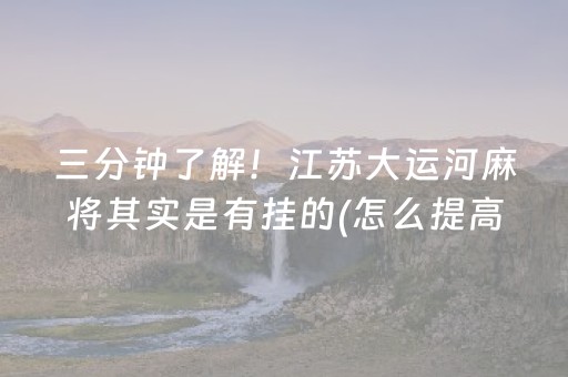 三分钟了解！江苏大运河麻将其实是有挂的(怎么提高胡牌率)