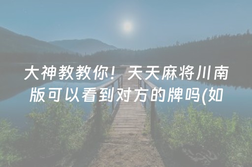 大神教教你！天天麻将川南版可以看到对方的牌吗(如何提高胡牌率)